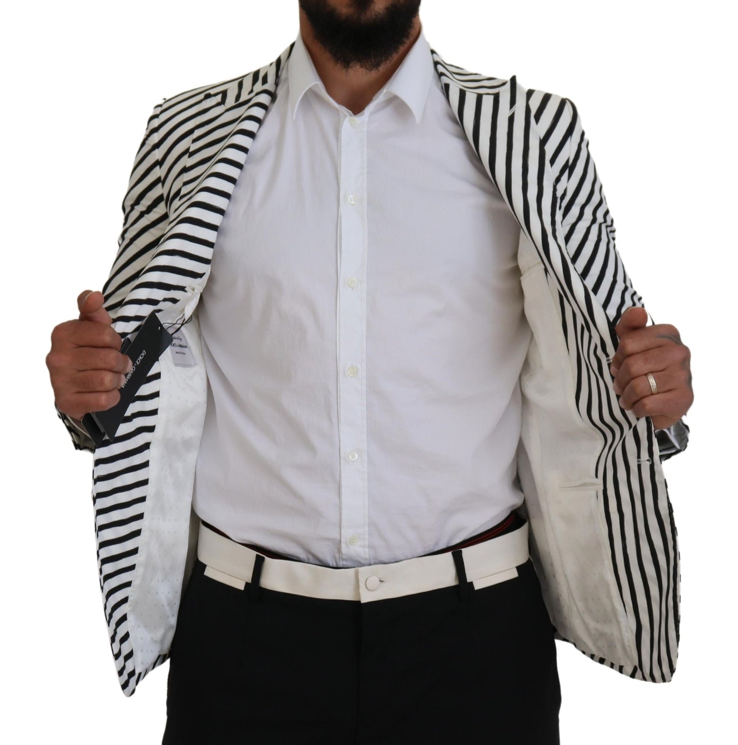 Blazer simple boutonnage élégant à rayures blanches Dolce & Gabbana