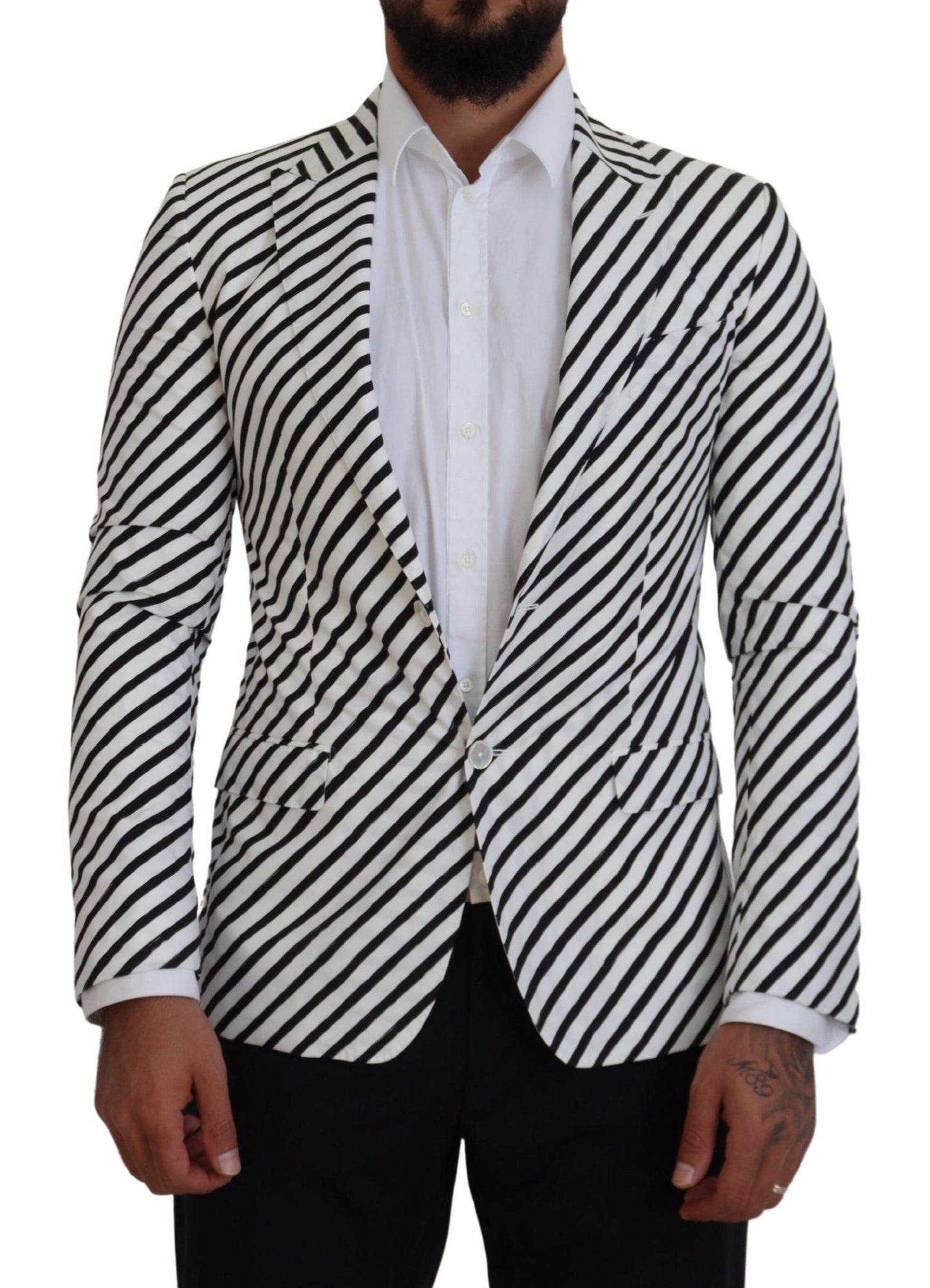 Blazer simple boutonnage élégant à rayures blanches Dolce & Gabbana