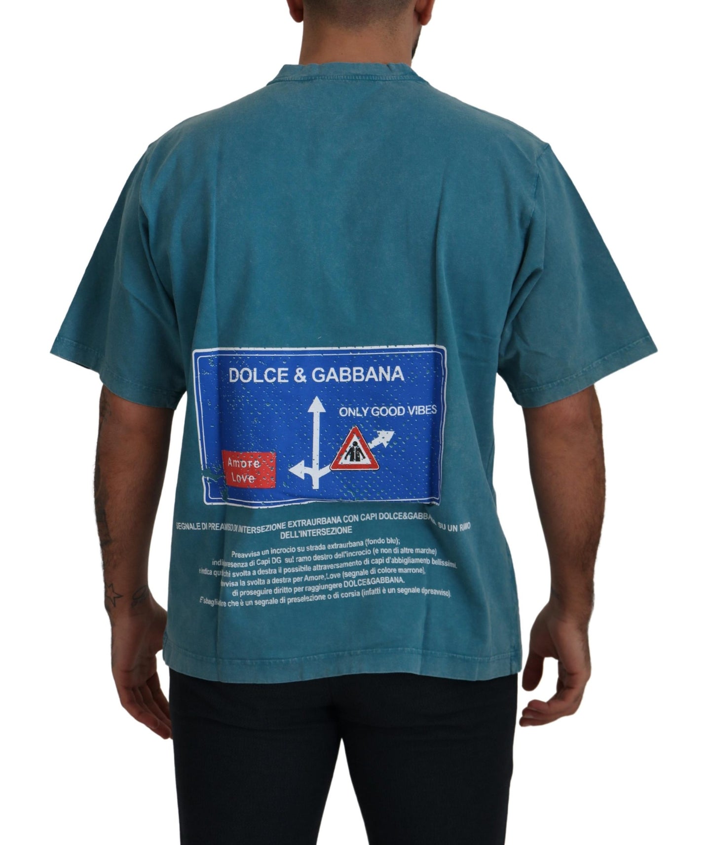 T-shirt élégant à col ras du cou en coton Dolce & Gabbana bleu