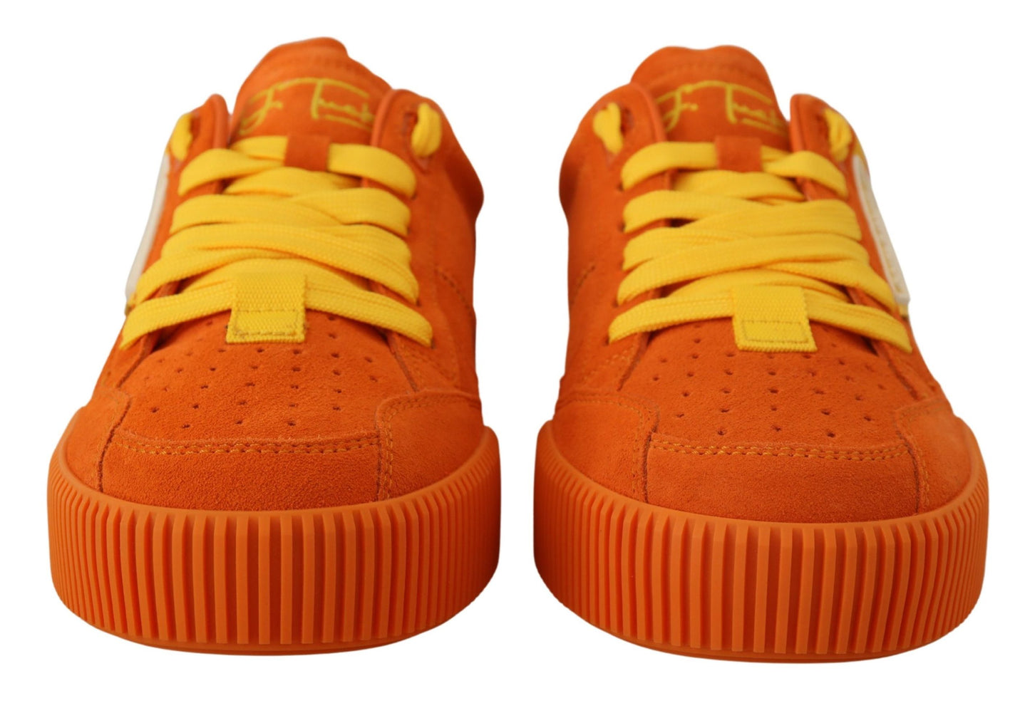 Baskets à lacets en daim orange chic Dolce & Gabbana