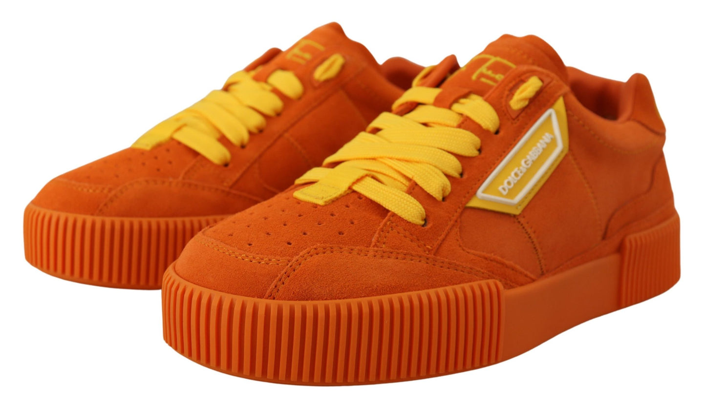 Baskets à lacets en daim orange chic Dolce & Gabbana