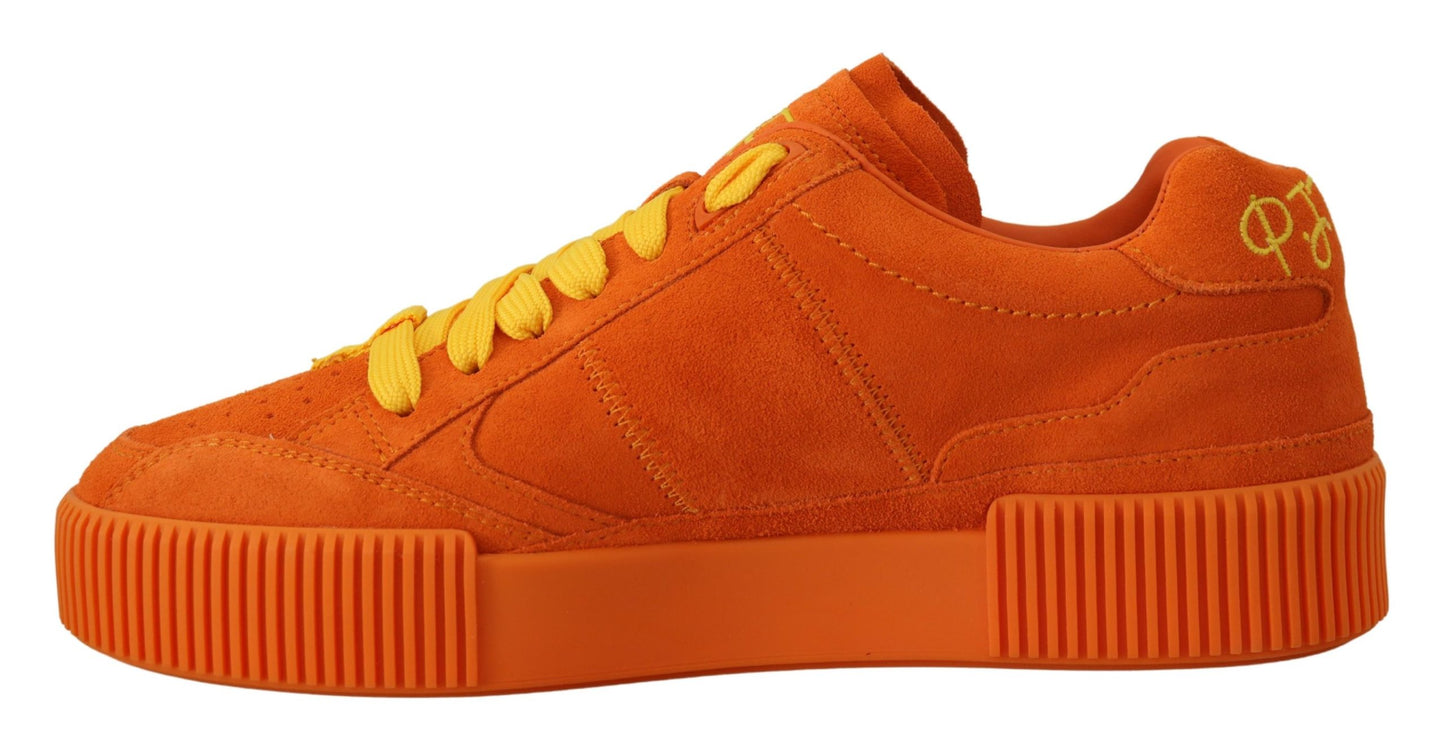 Baskets à lacets en daim orange chic Dolce & Gabbana