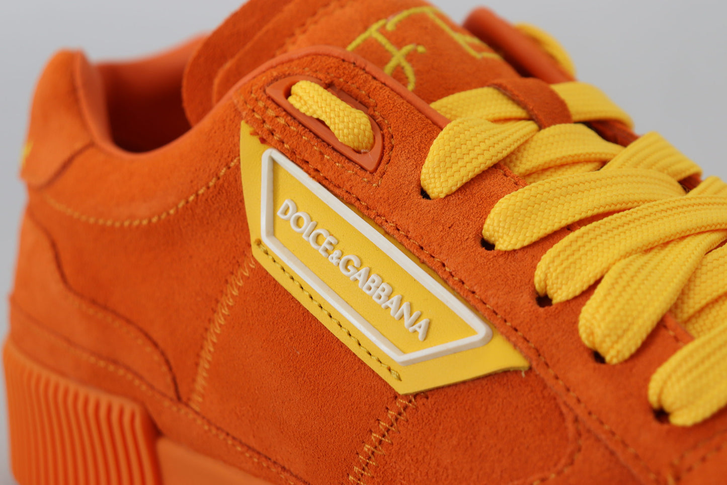 Baskets à lacets en daim orange chic Dolce & Gabbana