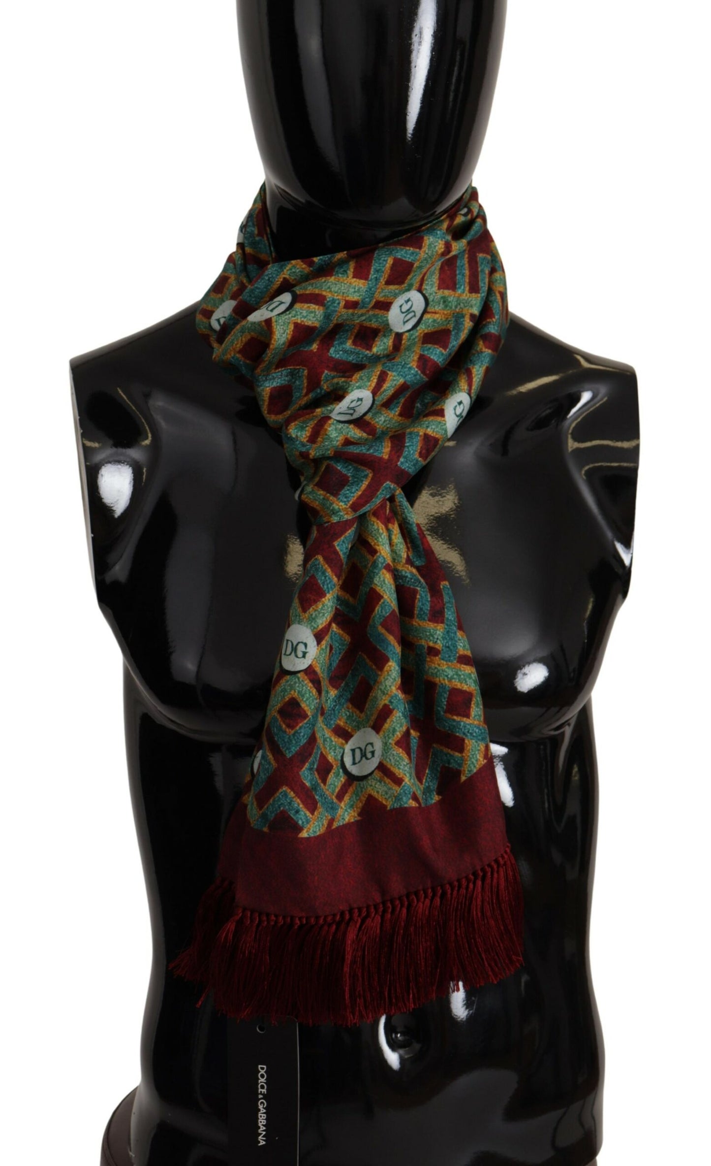 Dolce & Gabbana Multicolor DG Logo Shawl Warm Neck Wrap Fringe Scarf by Dolce & Gabbana