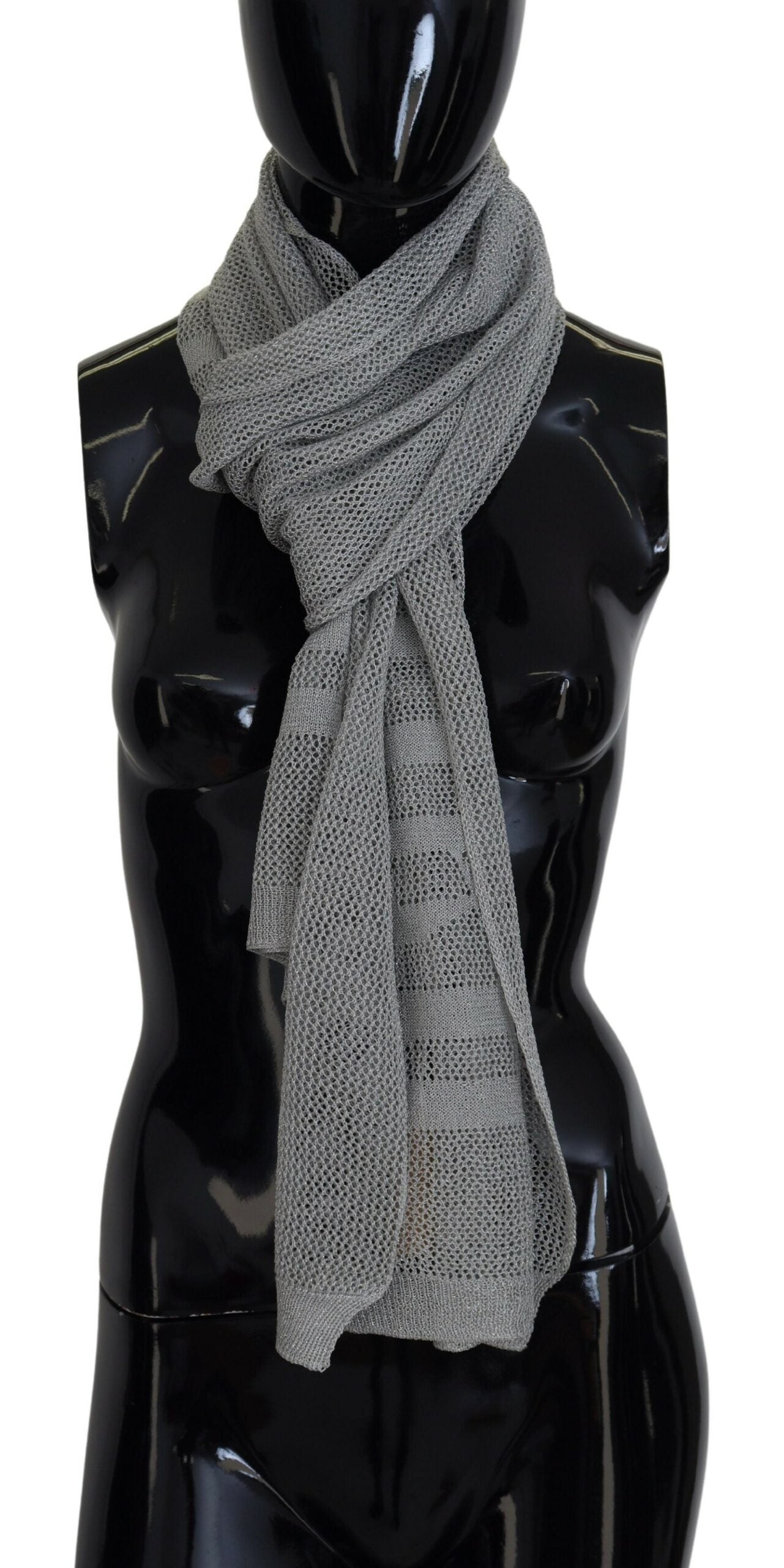 John Galliano Gray Logo Knitted Neck Wrap Shawl Foulard Scarf by John Galliano
