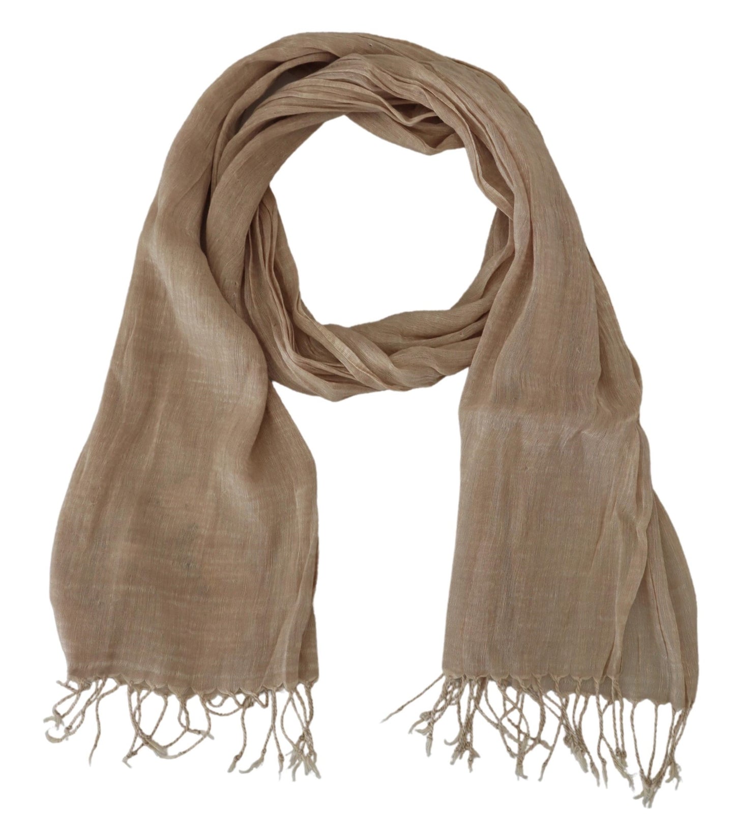 Costume National Beige Cotton Shawl Foulard Fringe Scarf by Costume National