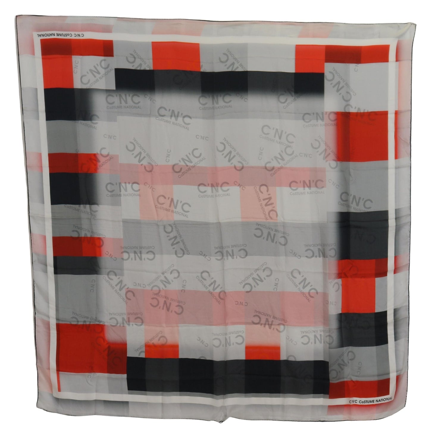 Costume National Gray Red Shawl Foulard Wrap Scarf by Costume National