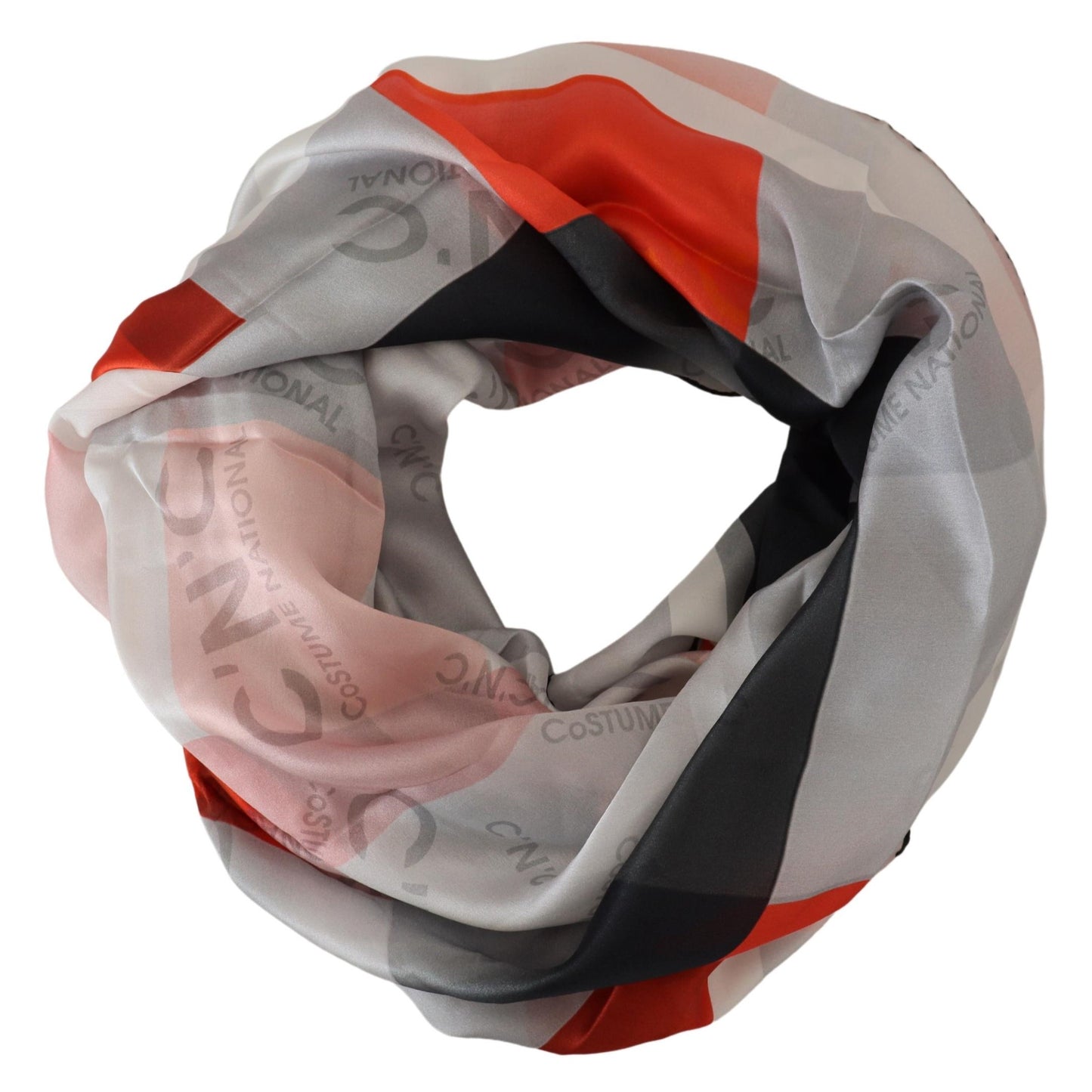 Costume National Gray Red Shawl Foulard Wrap Scarf by Costume National