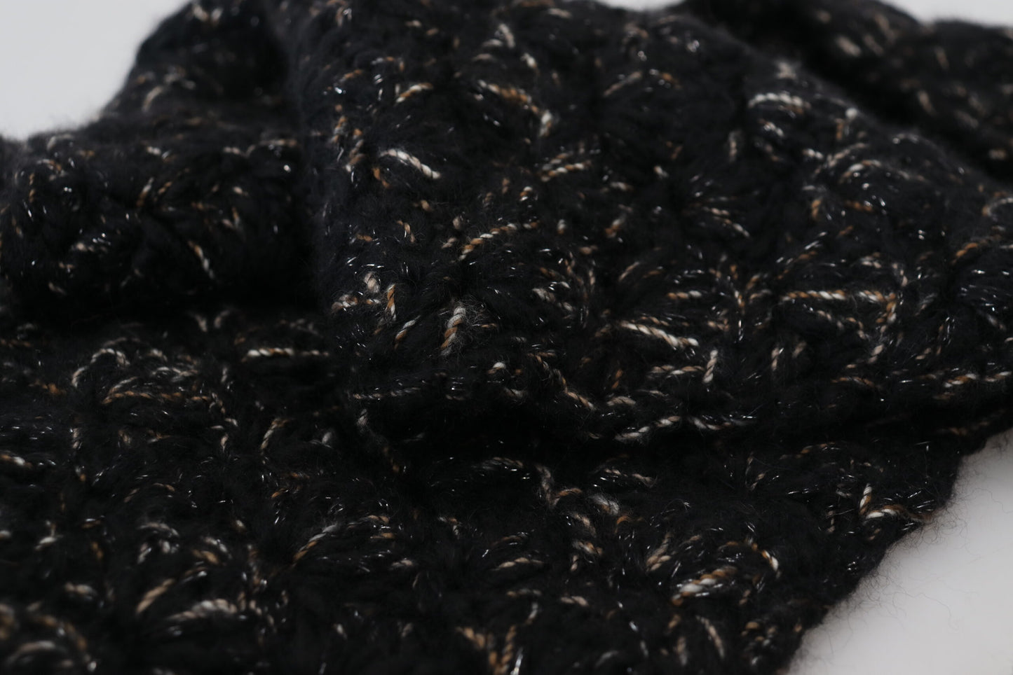 Dolce & Gabbana Black Wool Knitted Wrap Foulard Fringe Scarf by Dolce & Gabbana