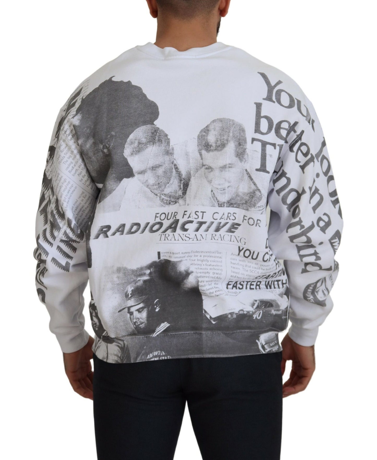 MSGM White Cotton Crewneck Pullover Sweatshirt Sweater by MSGM