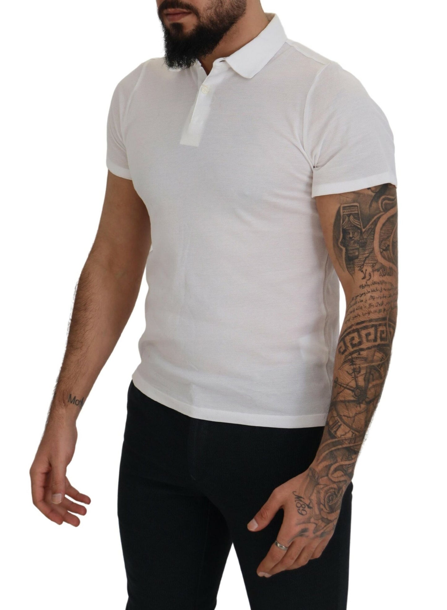 FRADI T-shirt polo élégant en coton blanc