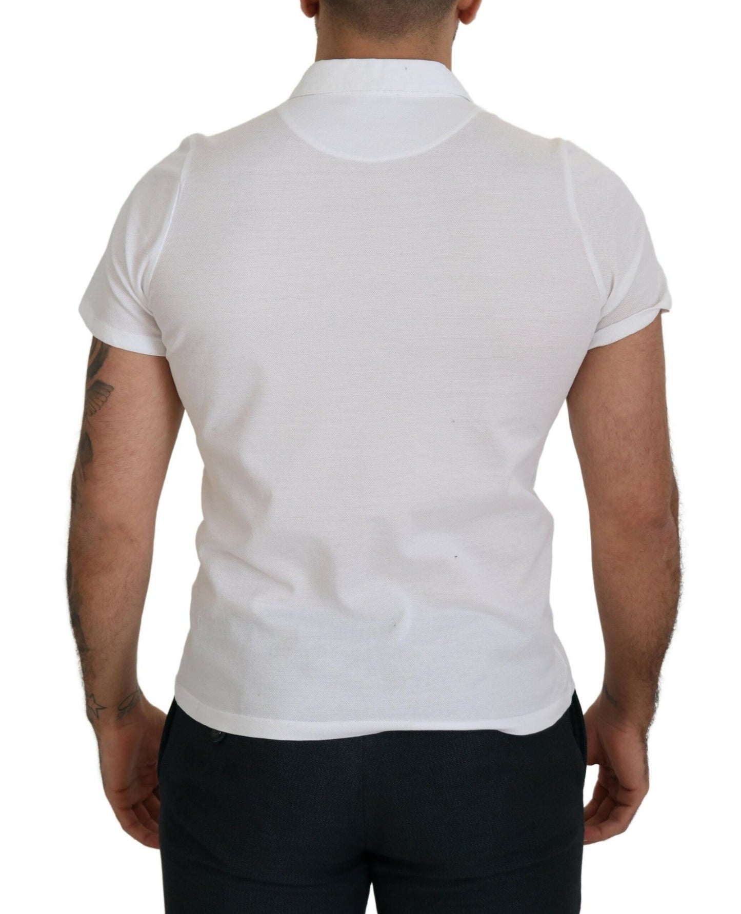 FRADI T-shirt polo élégant en coton blanc