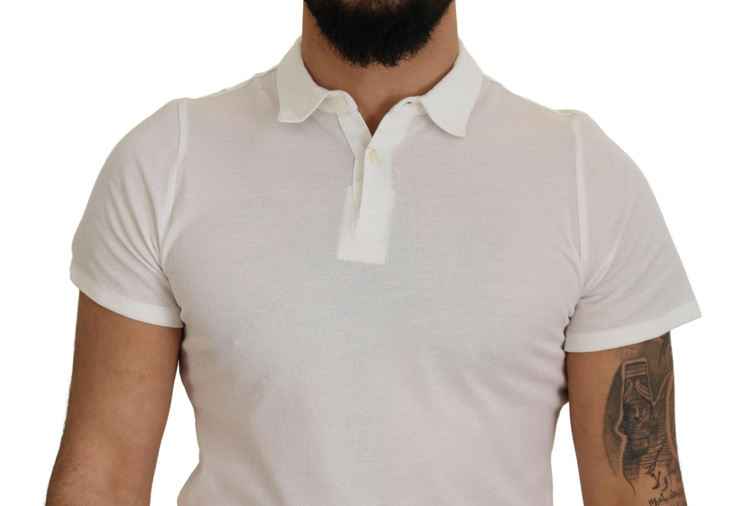FRADI T-shirt polo élégant en coton blanc