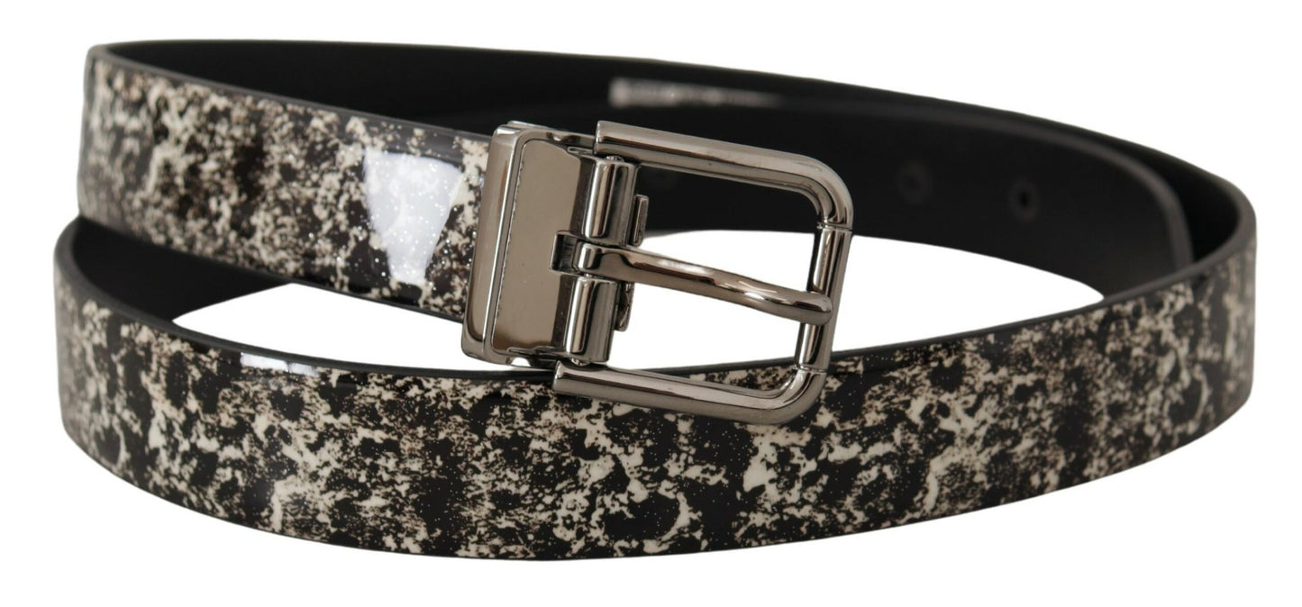 Ceinture élégante en cuir imprimé marbre noir Dolce & Gabbana