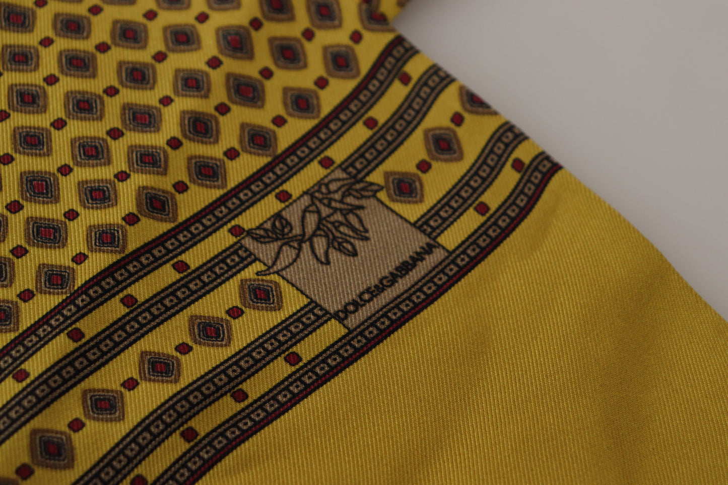 Dolce & Gabbana Yellow Patterned Silk Neck Wrap Fringe Scarf by Dolce & Gabbana