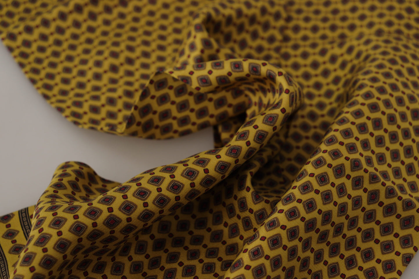 Dolce & Gabbana Yellow Patterned Silk Neck Wrap Fringe Scarf by Dolce & Gabbana
