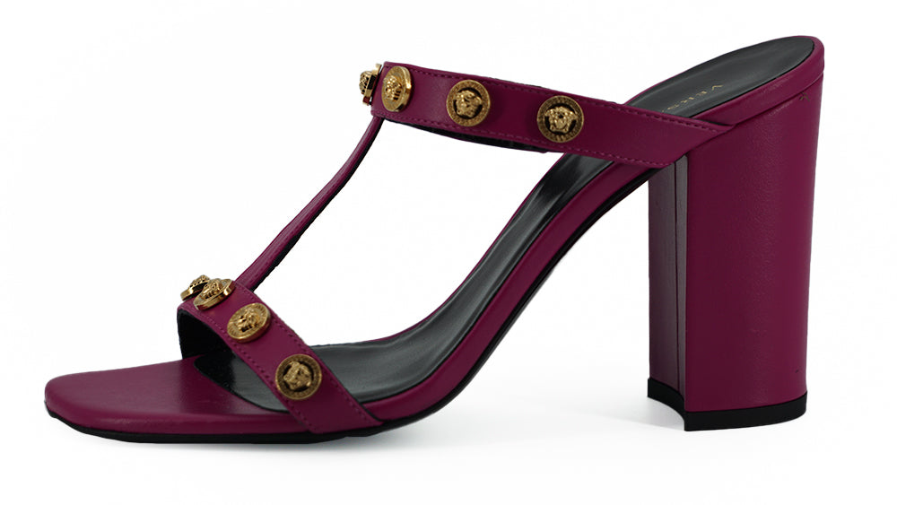 Sandales hautes Versace élégantes en cuir de veau violet