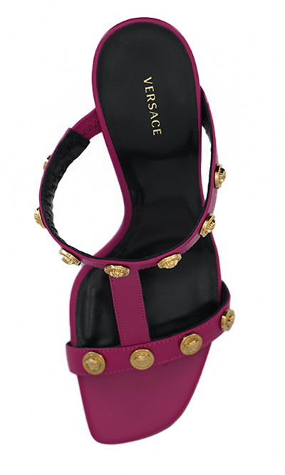 Sandales hautes Versace élégantes en cuir de veau violet