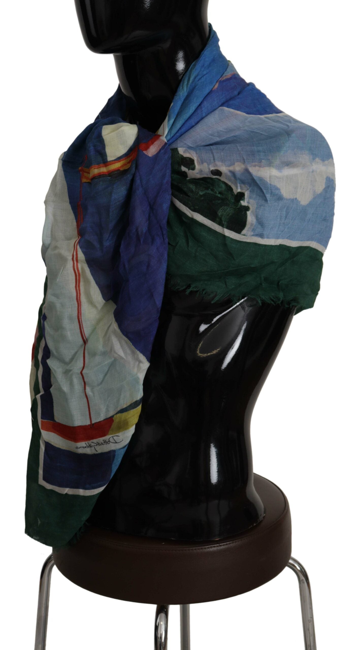 Dolce & Gabbana Multicolor Sorrento DG Shawl Fringe Scarf by Dolce & Gabbana