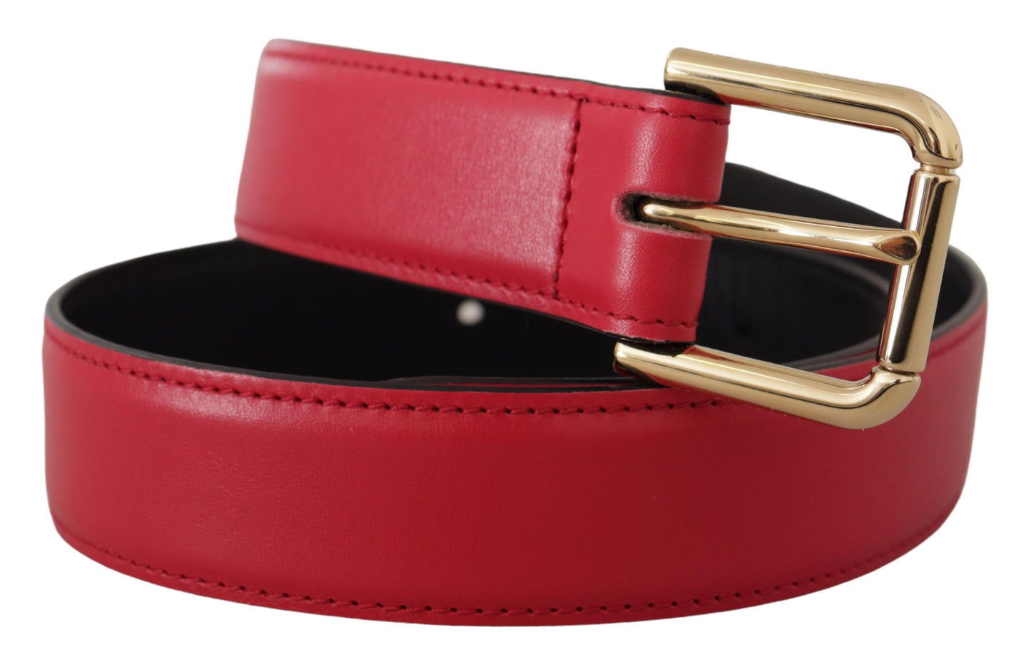 Ceinture élégante en cuir rouge Dolce & Gabbana avec boucle dorée