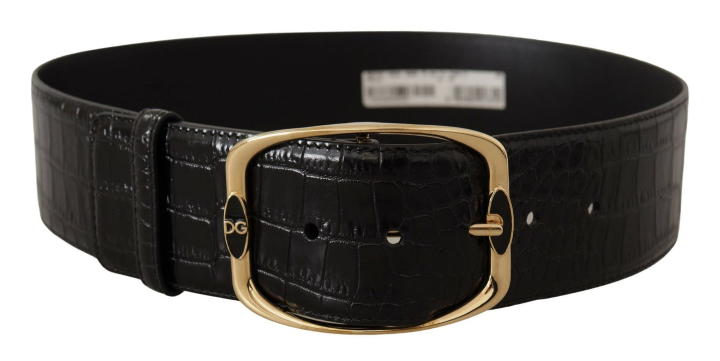 Ceinture élégante en cuir noir avec logo Dolce & Gabbana