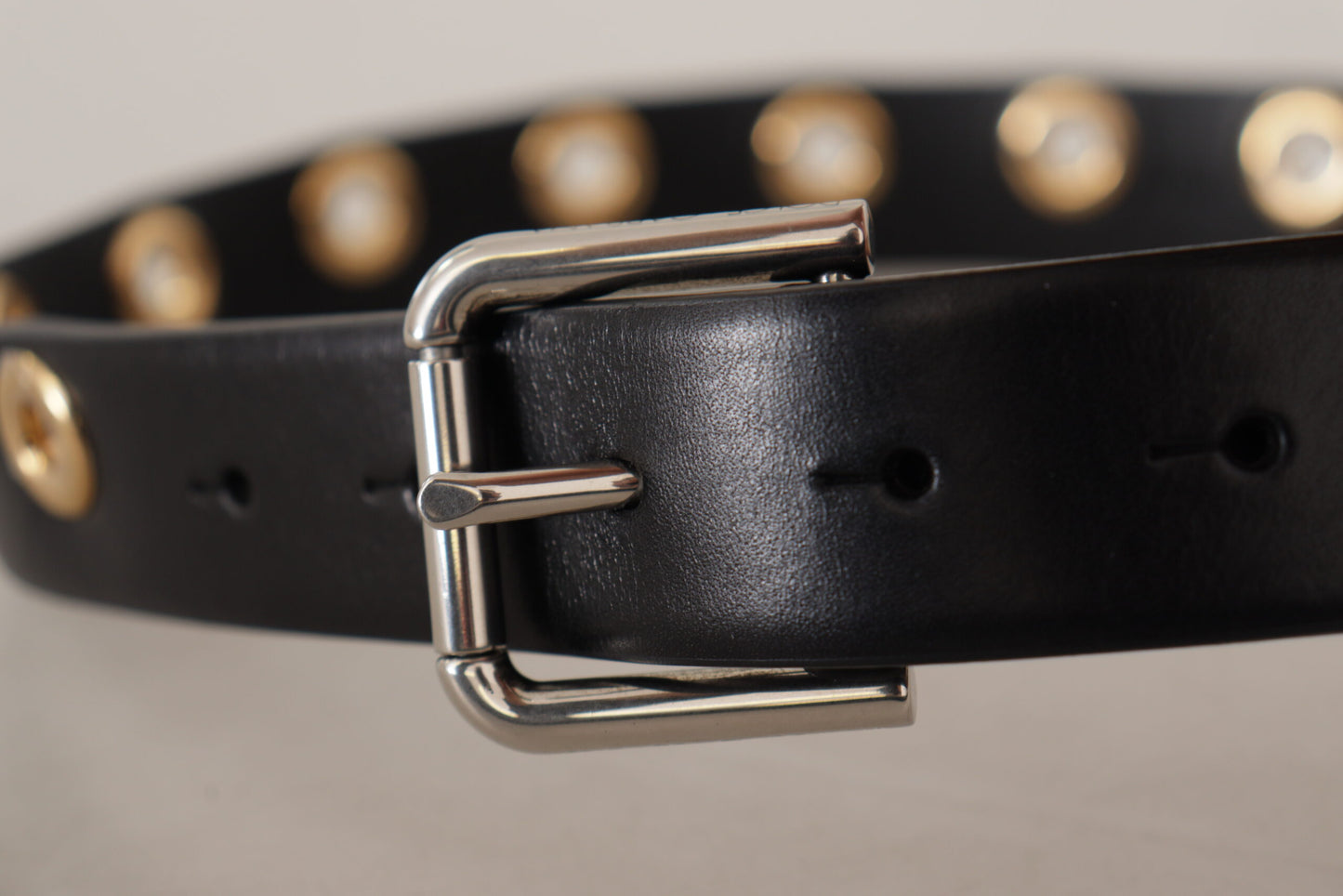 Ceinture en cuir noir chic Dolce & Gabbana avec boucle gravée