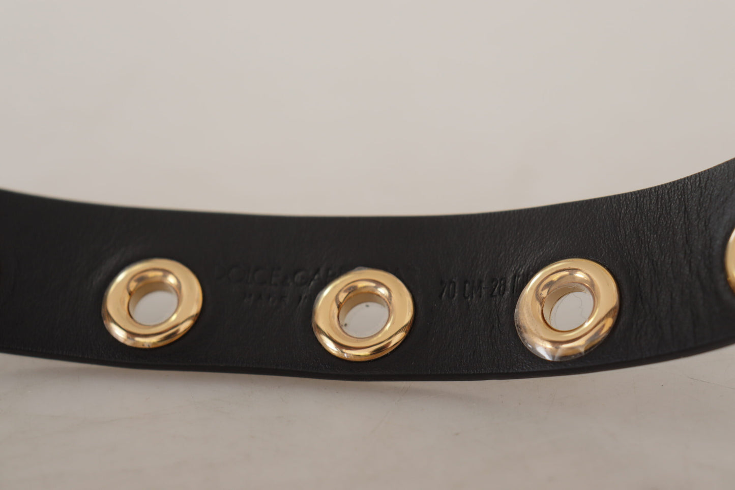 Ceinture en cuir noir chic Dolce & Gabbana avec boucle gravée