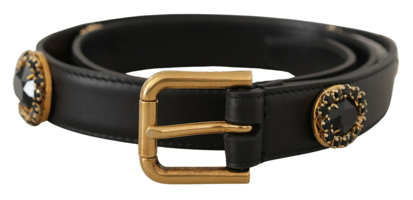 Ceinture élégante en cuir noir avec logo Dolce & Gabbana
