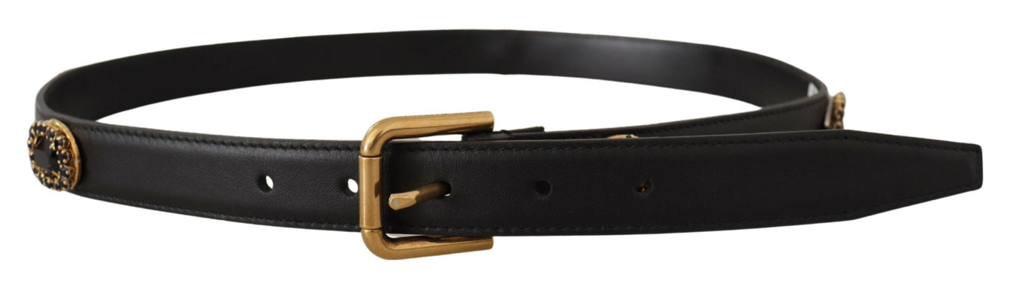 Ceinture élégante en cuir noir avec logo Dolce & Gabbana