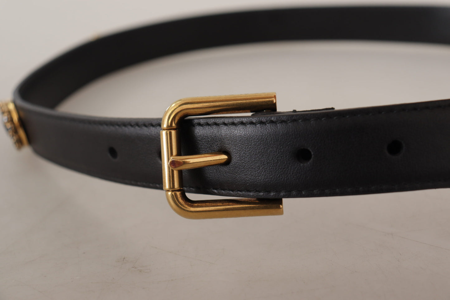 Ceinture élégante en cuir noir avec logo Dolce & Gabbana