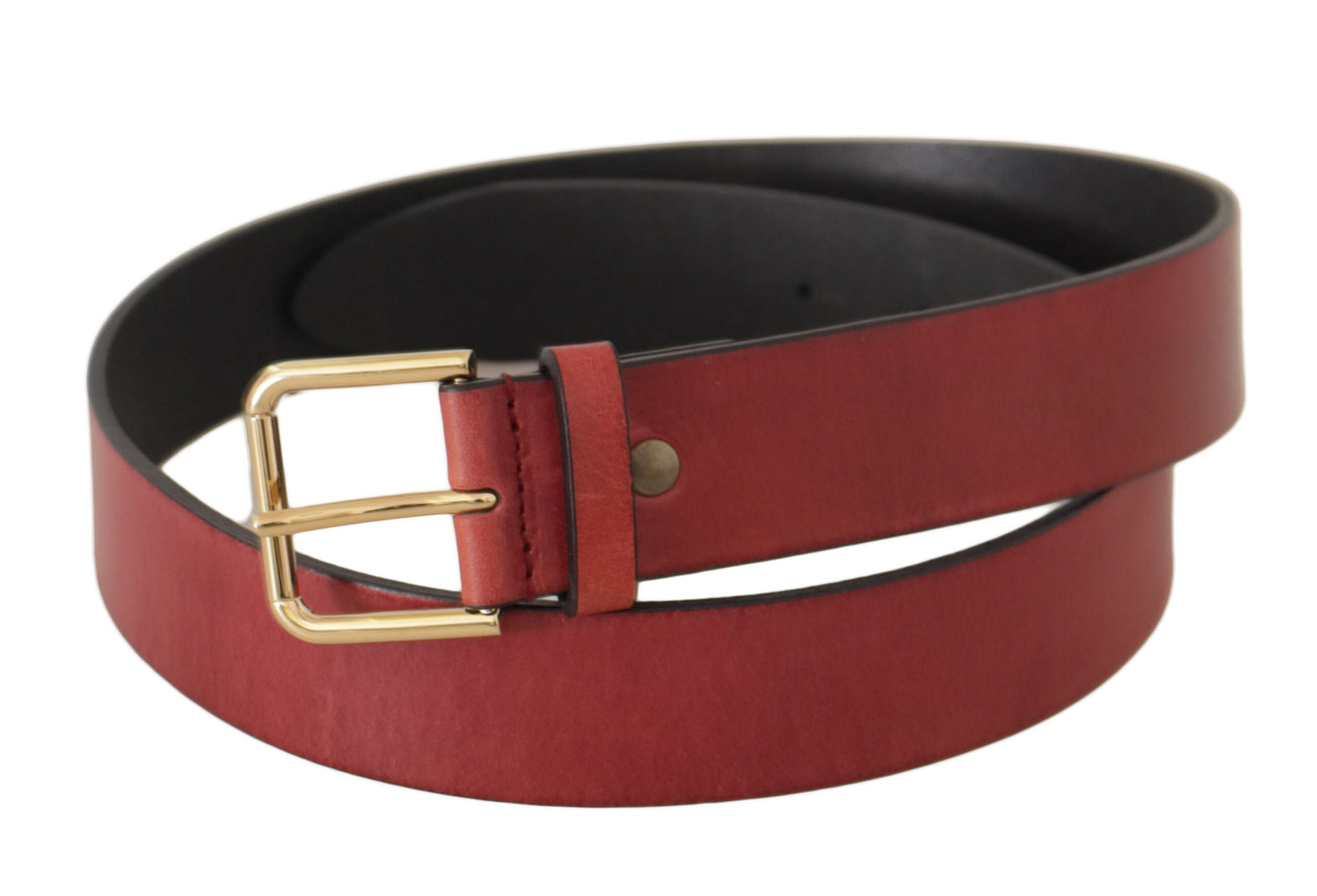 Ceinture élégante en cuir rouge Dolce & Gabbana avec boucle gravée