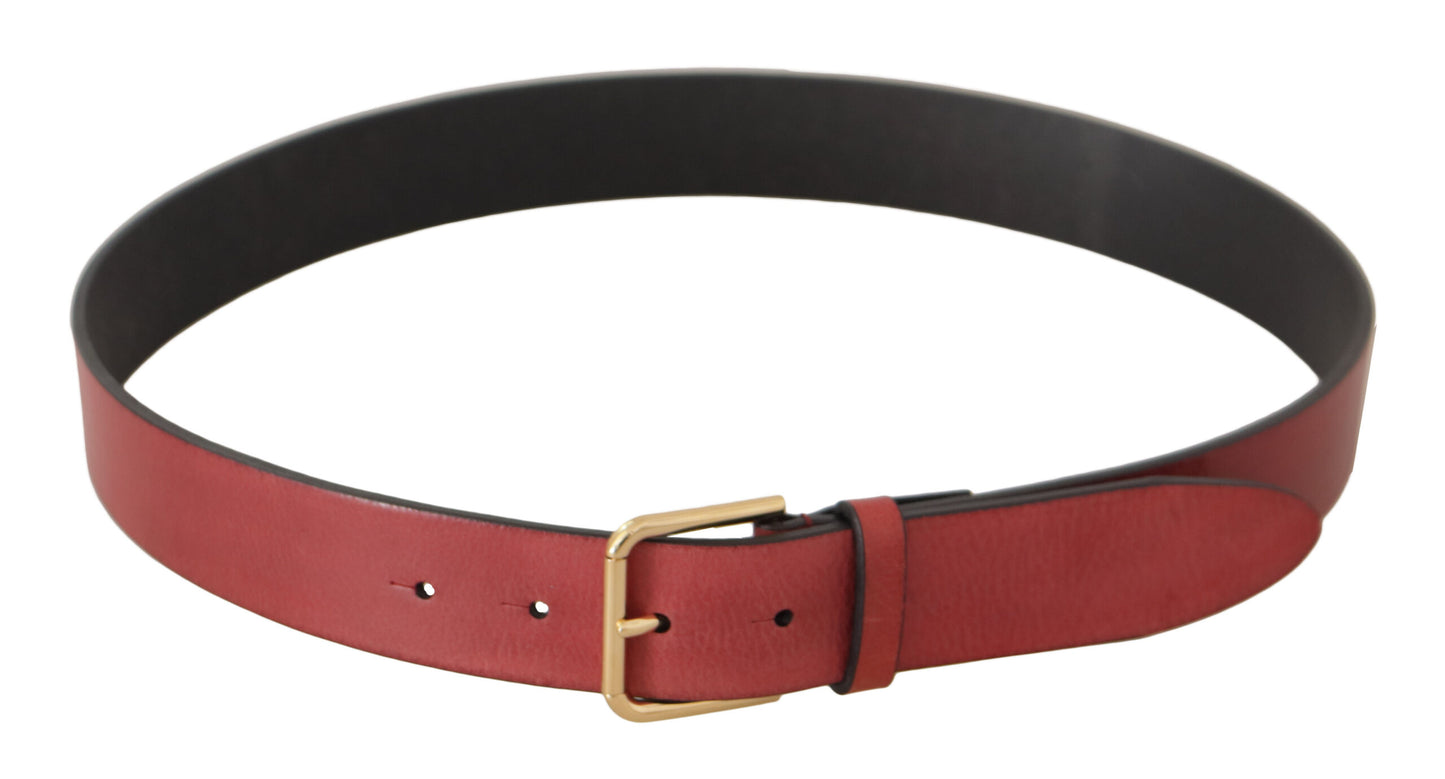 Ceinture élégante en cuir rouge Dolce & Gabbana avec boucle gravée