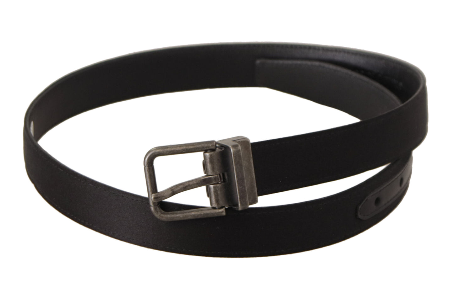 Ceinture élégante en cuir noir Dolce & Gabbana avec boucle en métal