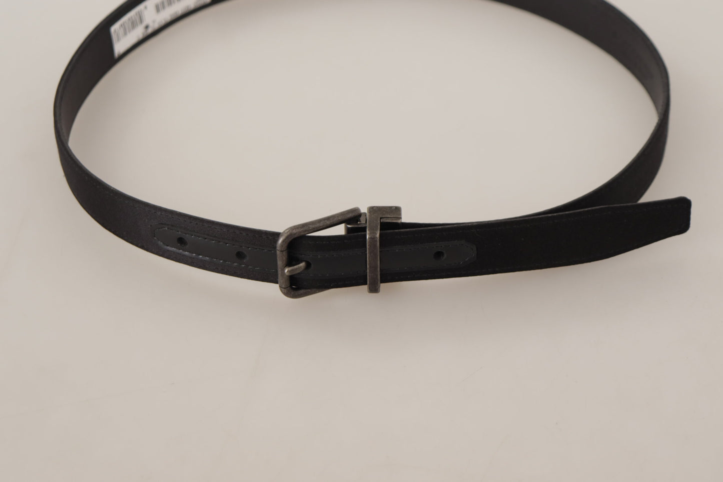 Ceinture élégante en cuir noir Dolce & Gabbana avec boucle en métal