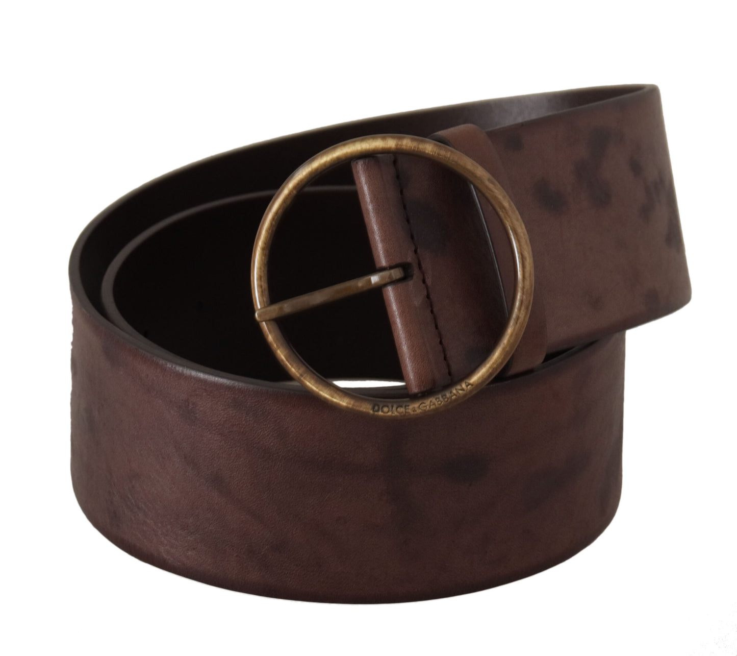 Ceinture élégante en cuir marron foncé Dolce & Gabbana avec boucle à logo