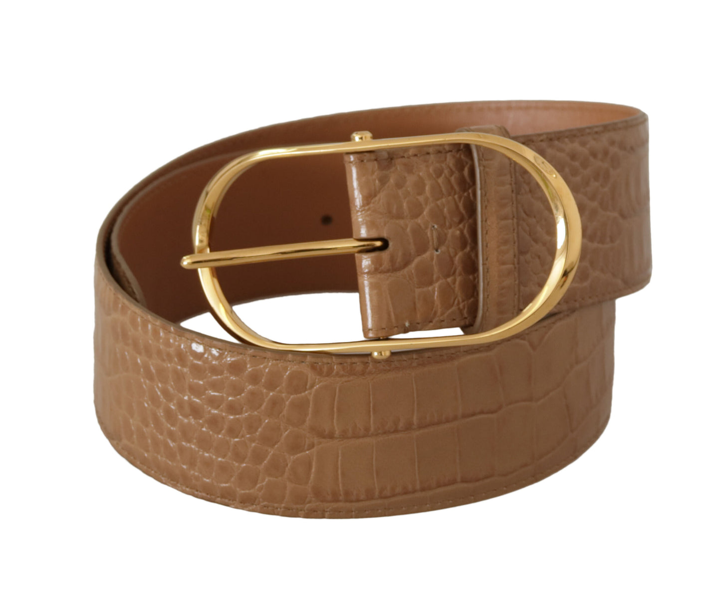 Ceinture élégante en cuir beige Dolce & Gabbana avec boucle gravée