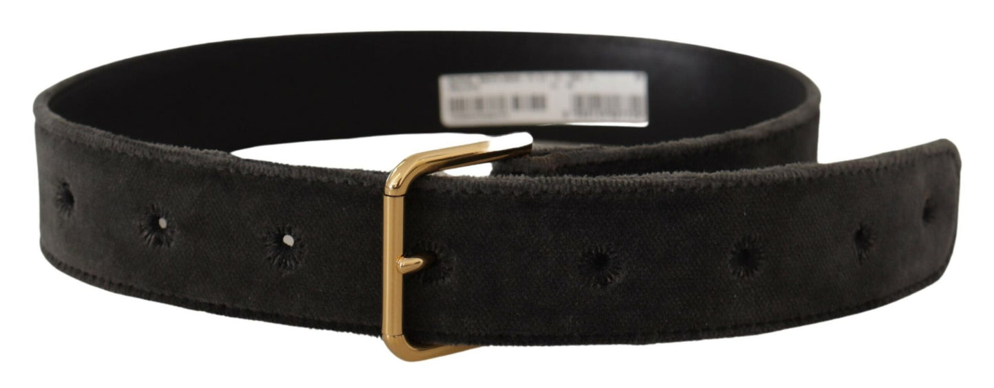 Ceinture élégante en velours Dolce & Gabbana avec boucle gravée