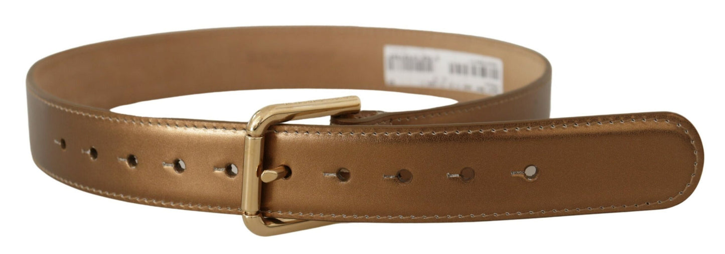 Ceinture en cuir bronze Dolce & Gabbana avec boucle dorée