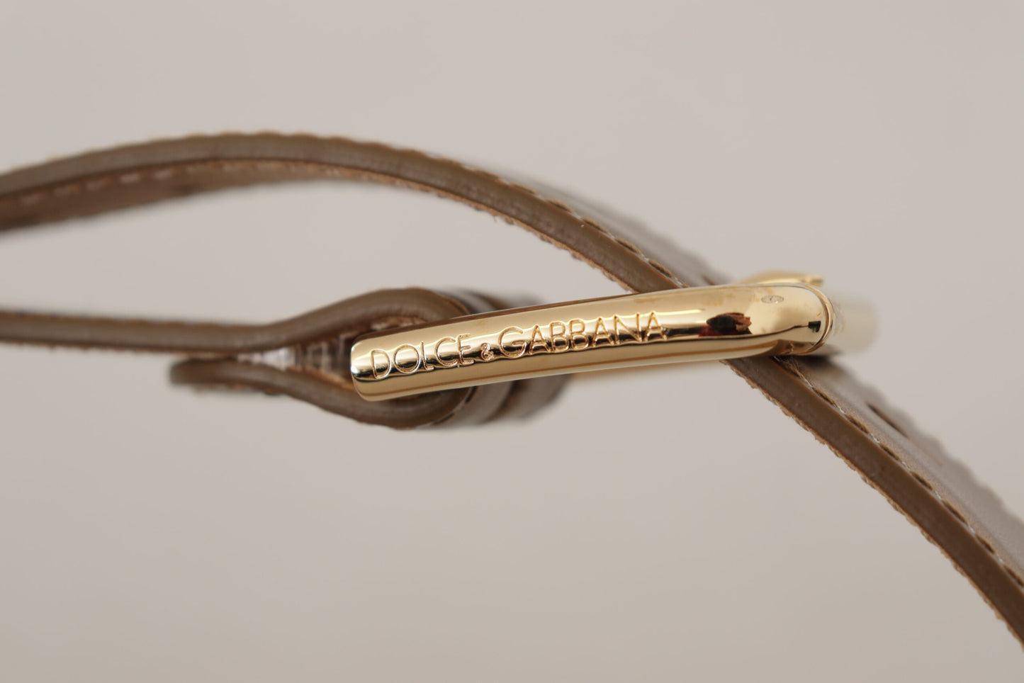 Ceinture en cuir bronze Dolce & Gabbana avec boucle dorée