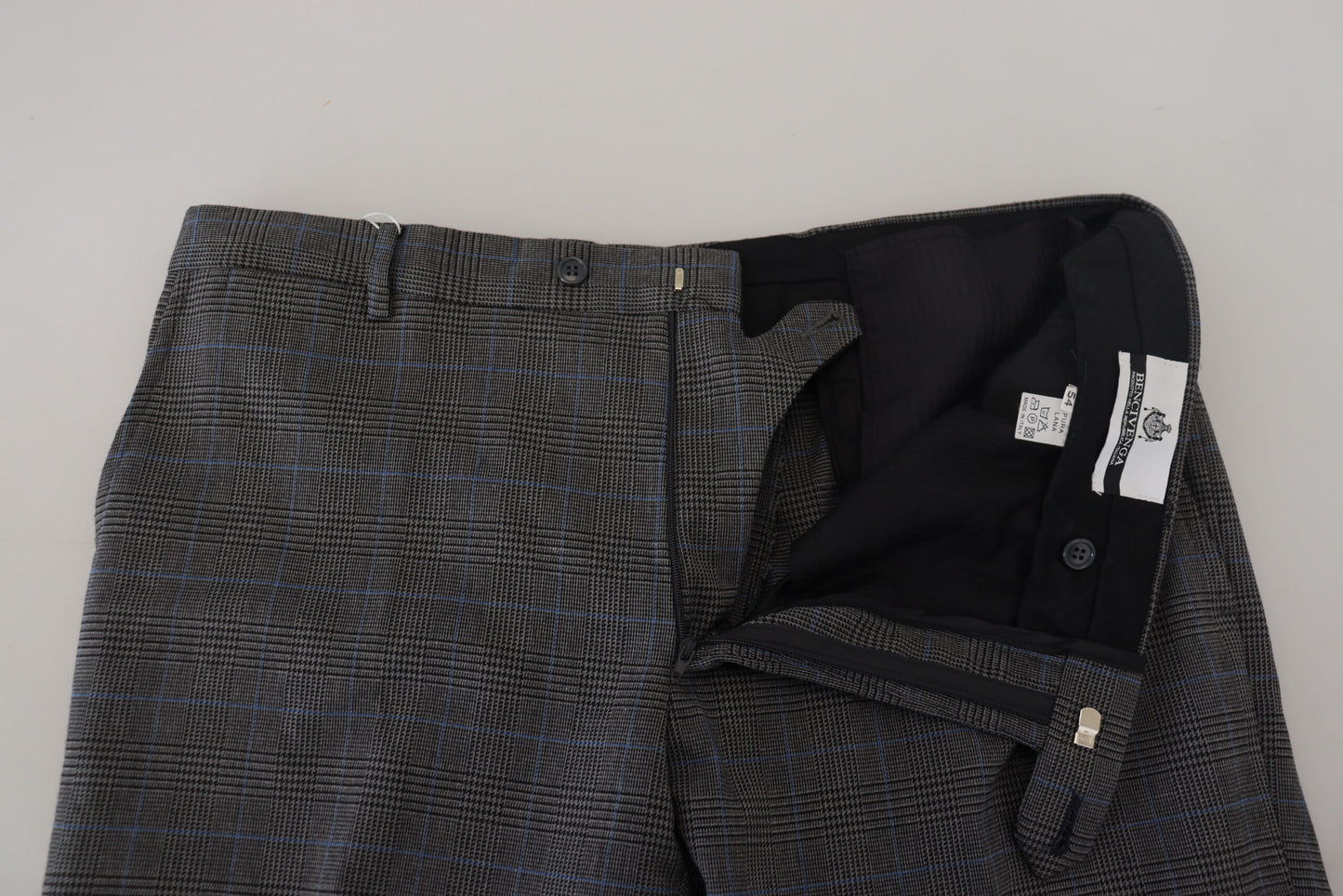 Pantalon habillé élégant en laine à carreaux BENCIVENGA pour homme