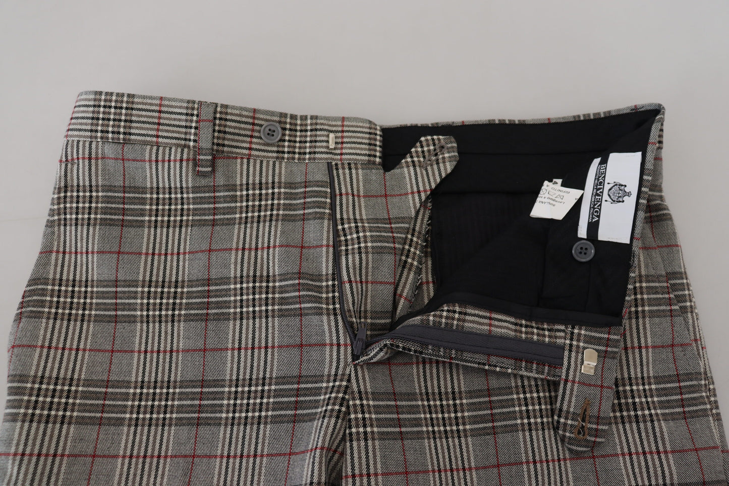 Pantalon slim élégant à carreaux gris BENCIVENGA pour homme