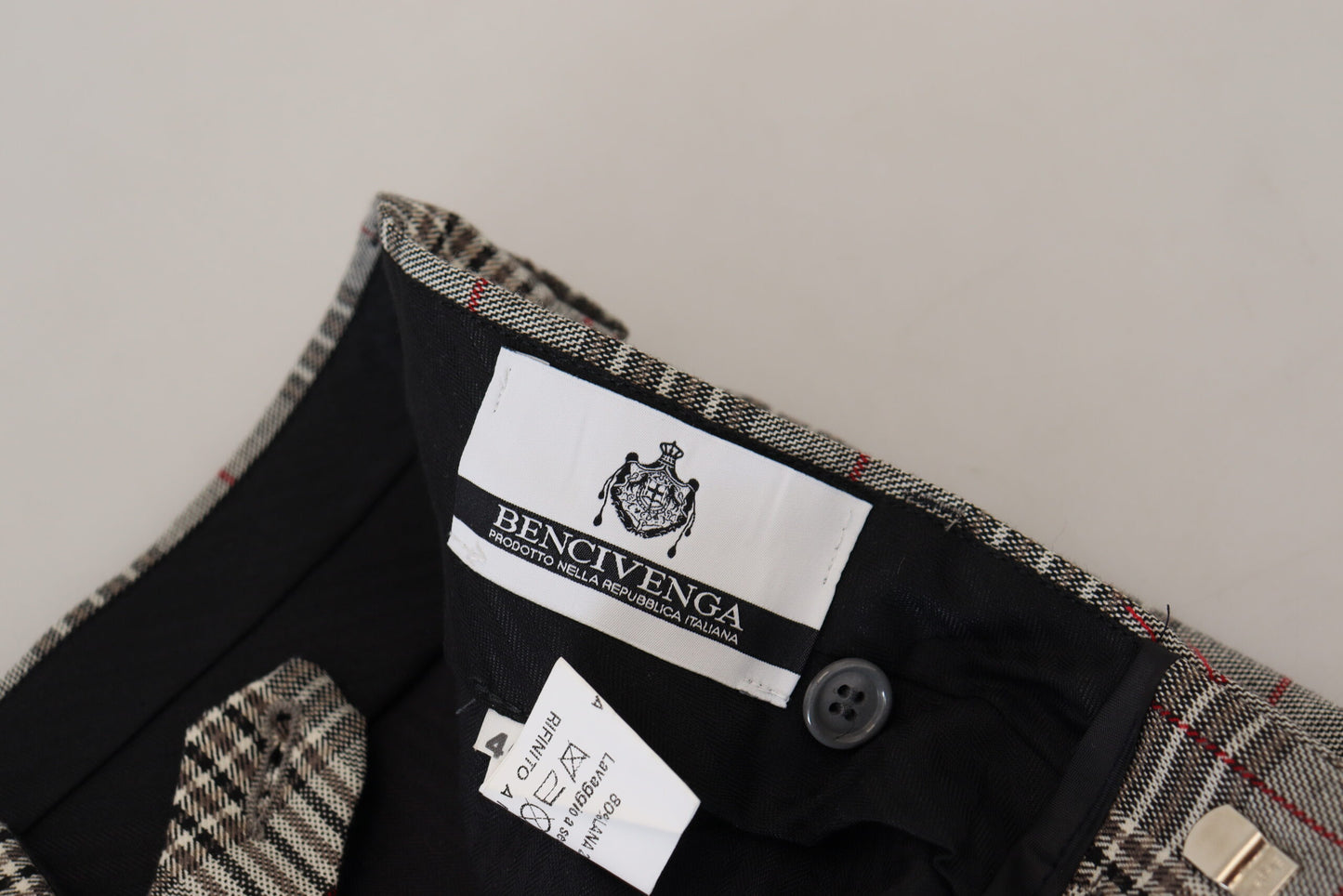 Pantalon slim élégant à carreaux gris BENCIVENGA pour homme