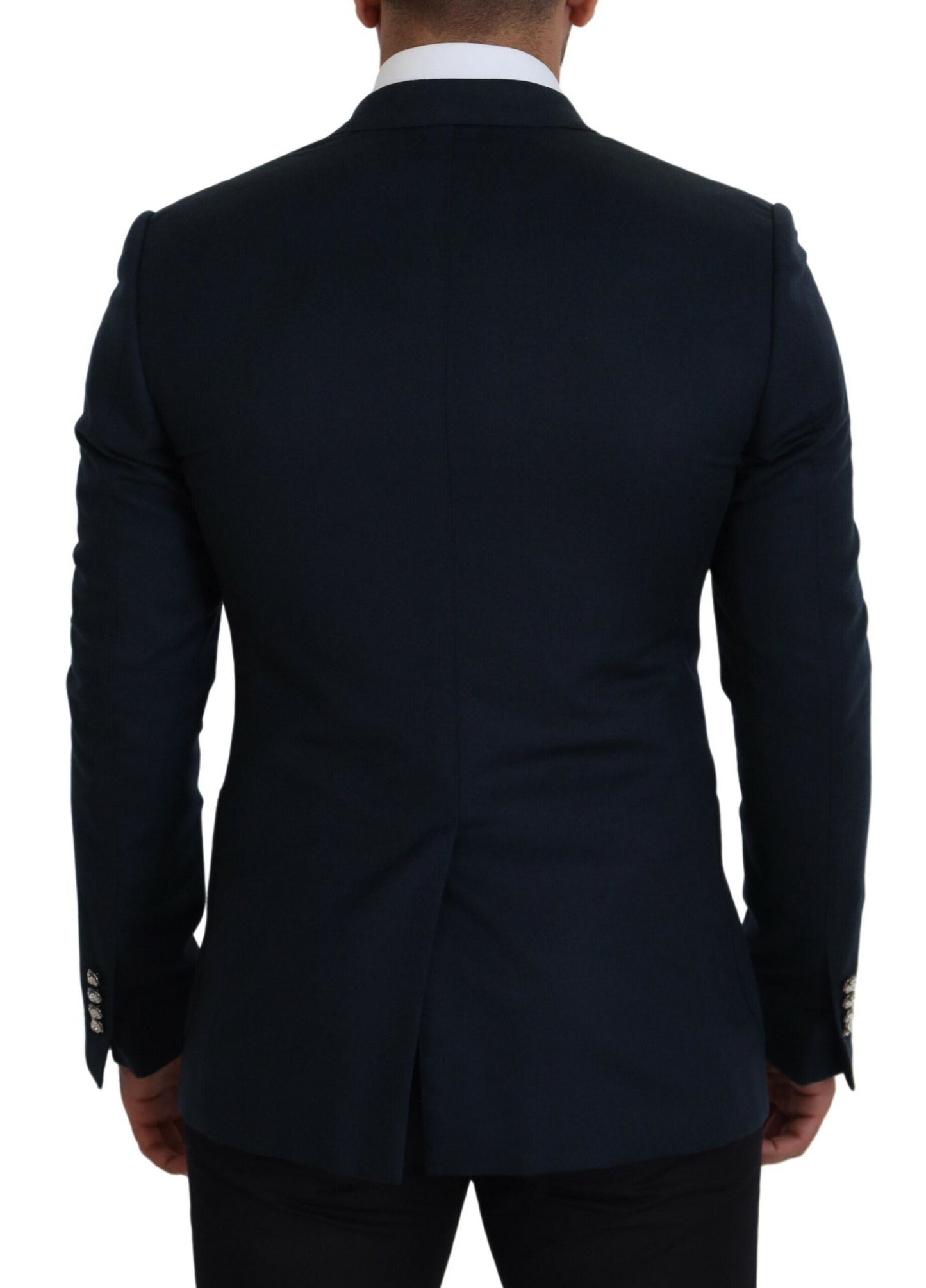 Blazer bleu élégant en mélange cachemire-soie Dolce & Gabbana