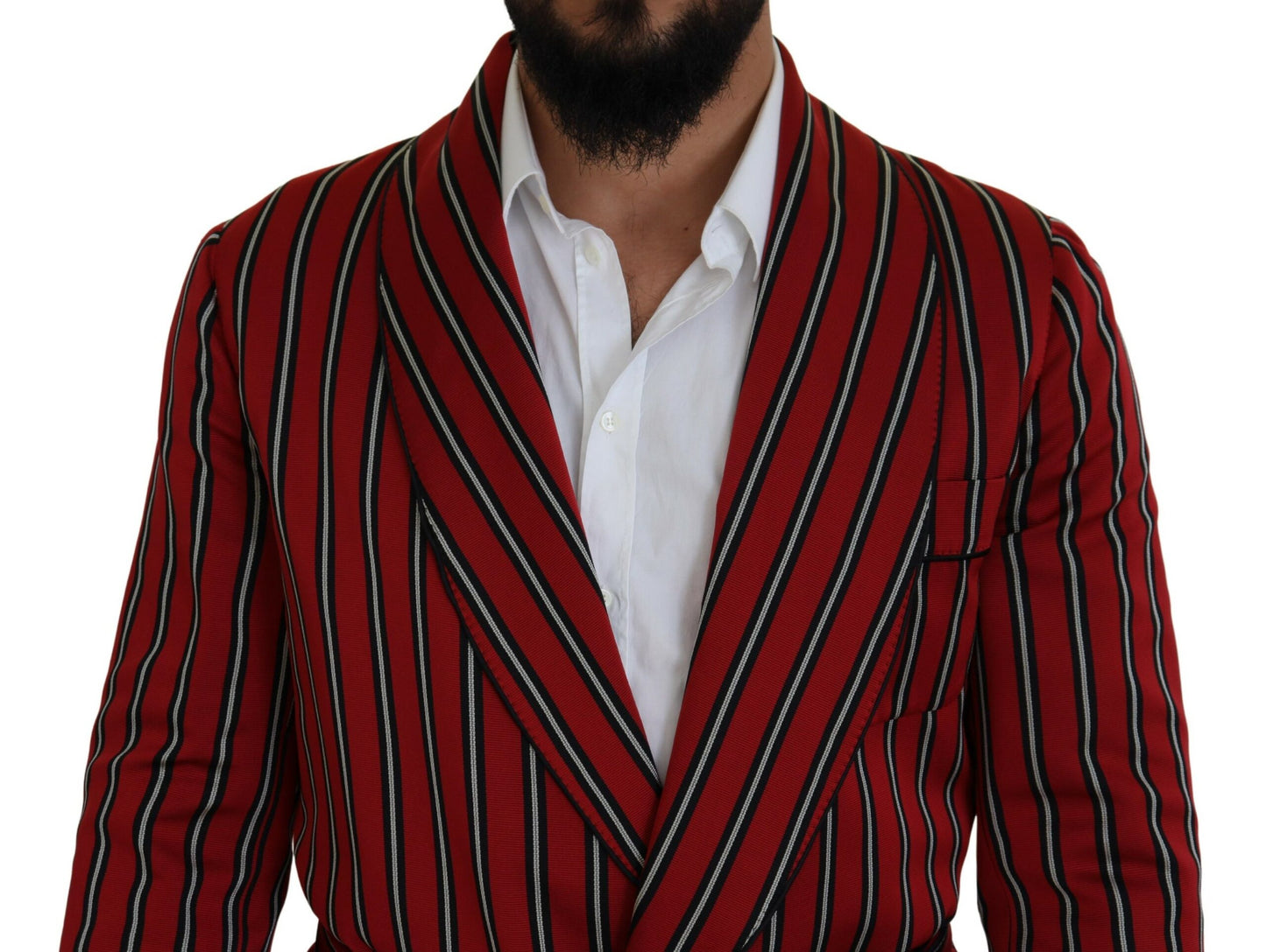 Robe longue élégante à rayures rouges Dolce & Gabbana, vêtements de luxe