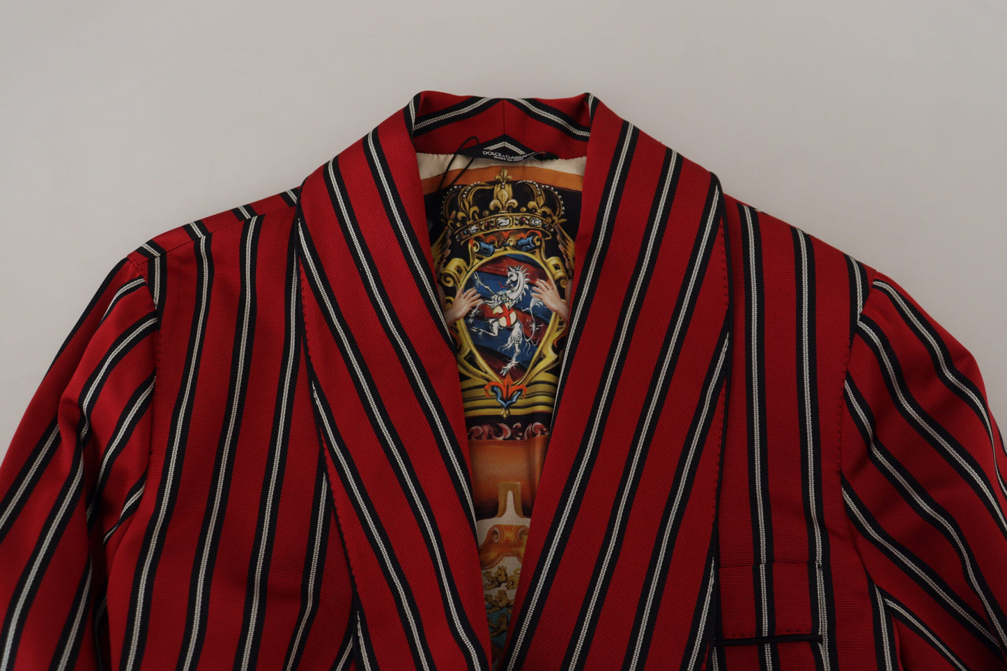 Robe longue élégante à rayures rouges Dolce & Gabbana, vêtements de luxe