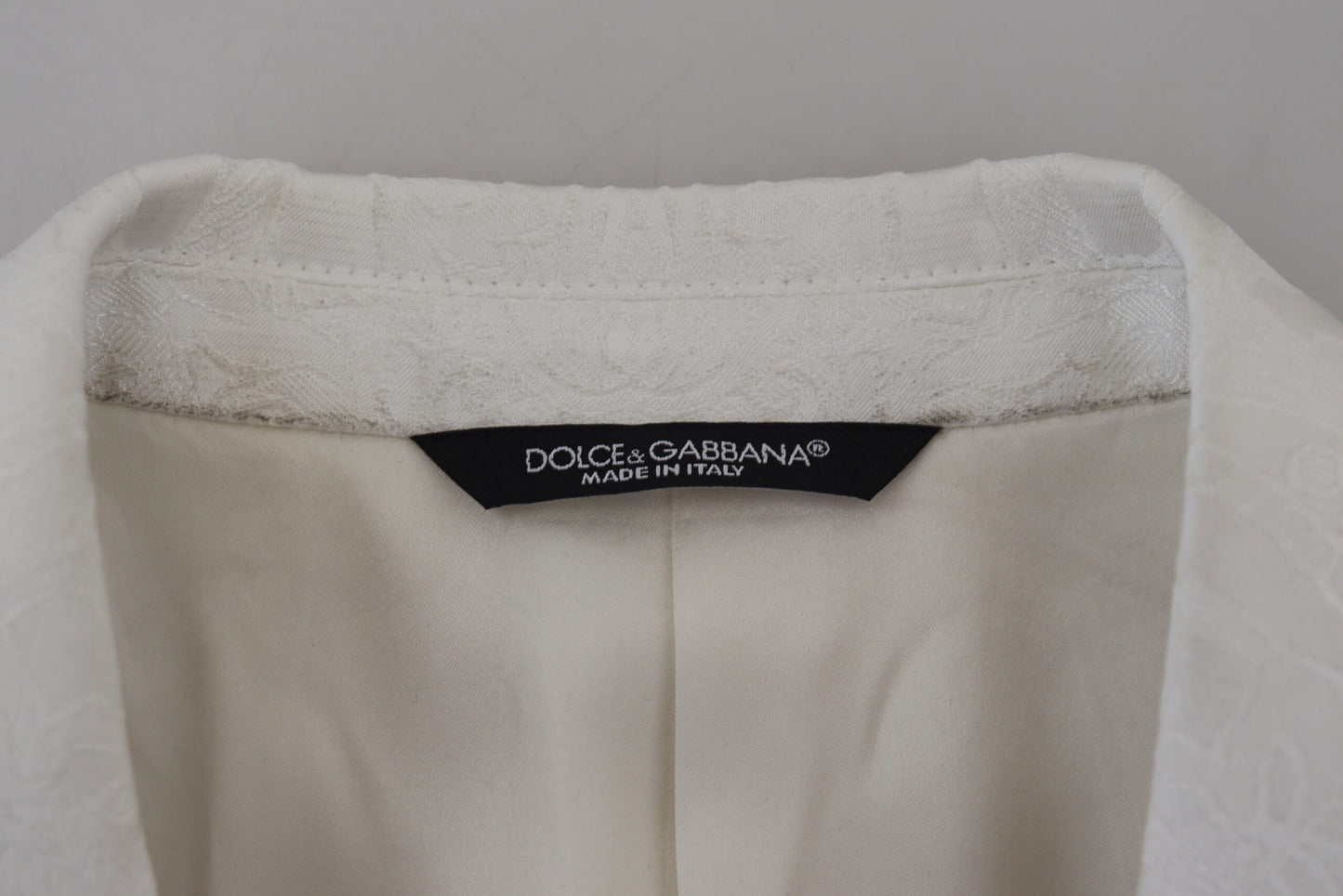 Trench-coat élégant en brocart floral blanc Dolce & Gabbana