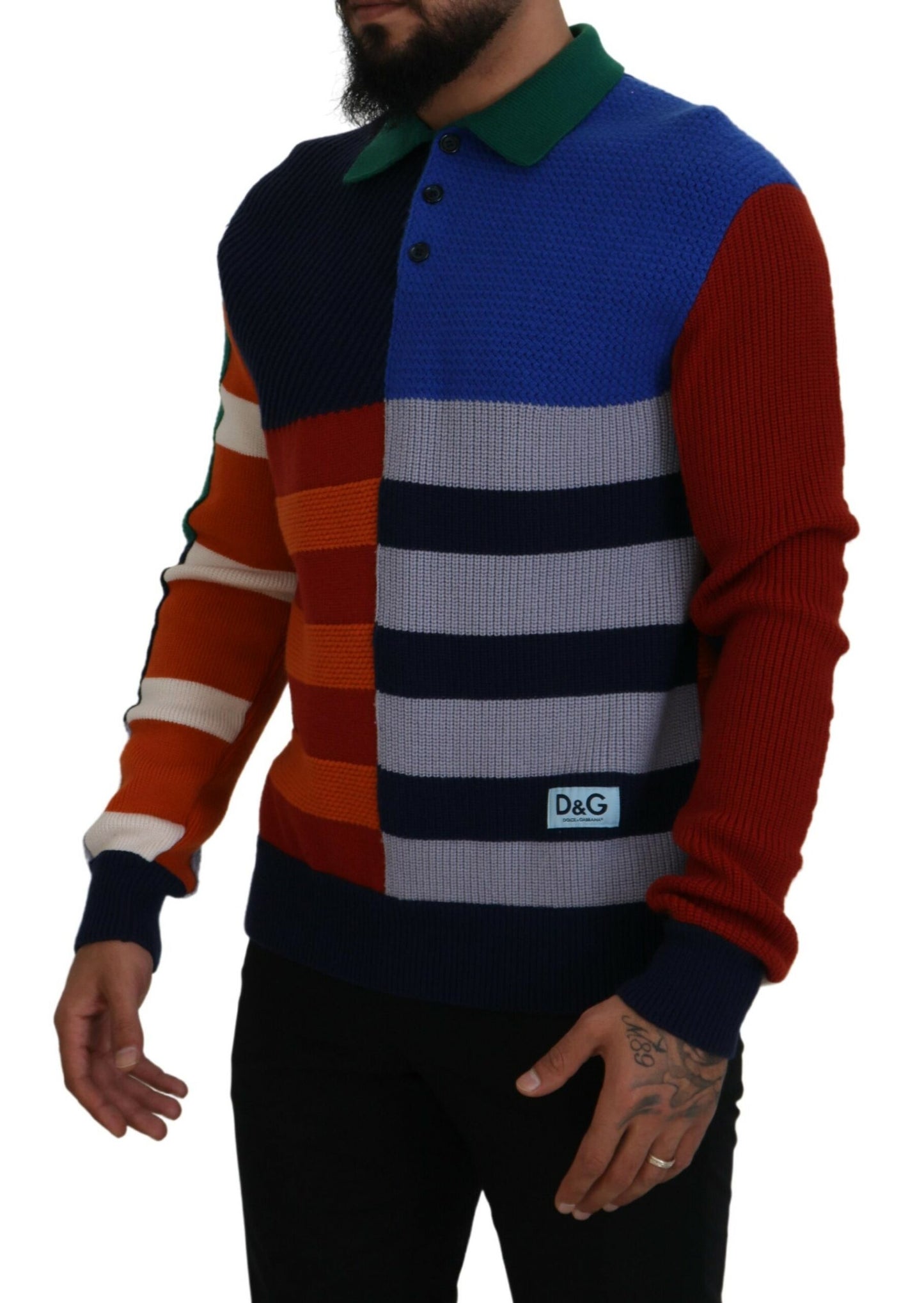 Dolce & Gabbana Multicolor Stripes Wool Pullover Sweater by Dolce & Gabbana