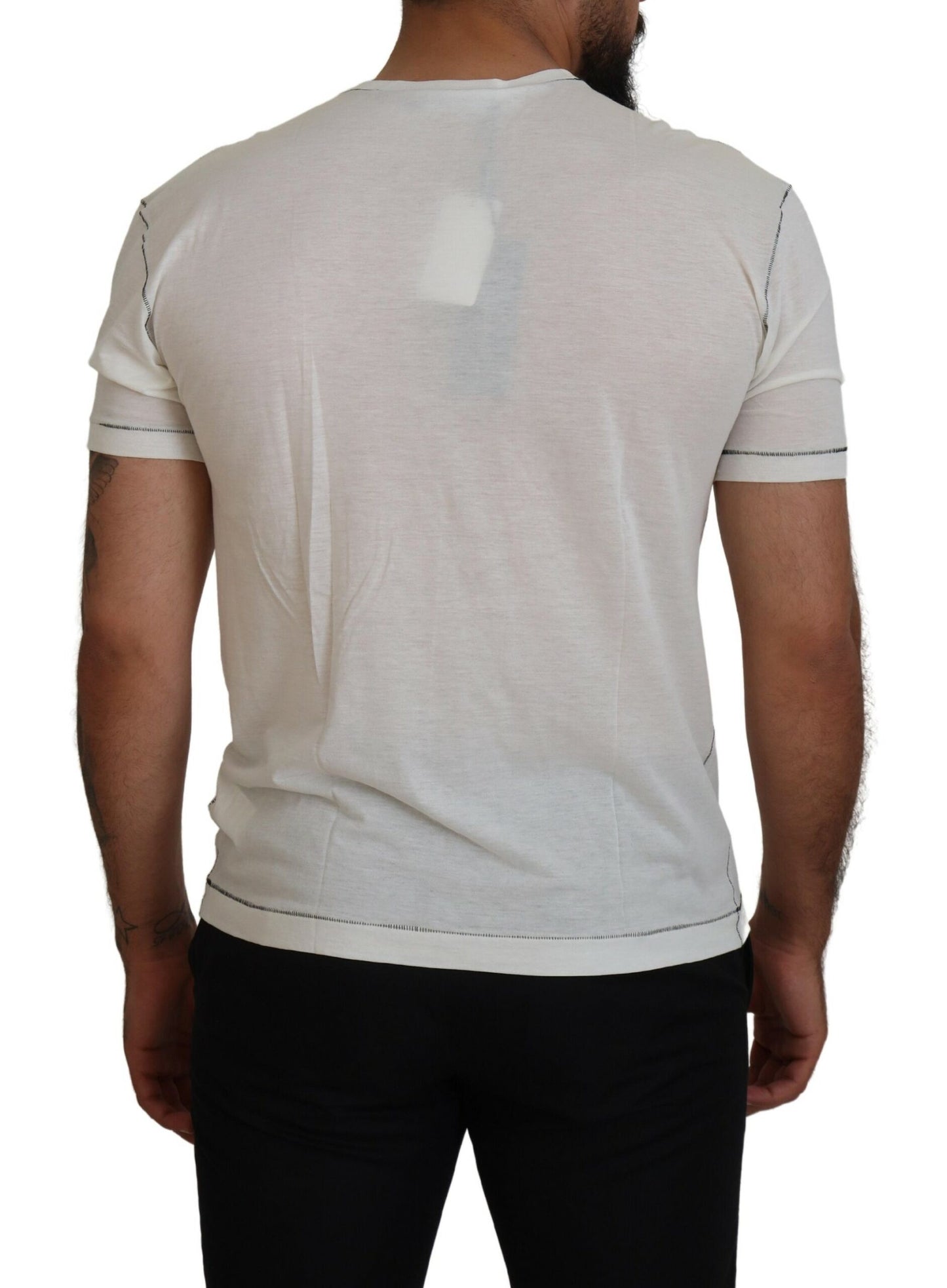T-shirt élégant en mélange de coton et de soie blanc Dolce & Gabbana
