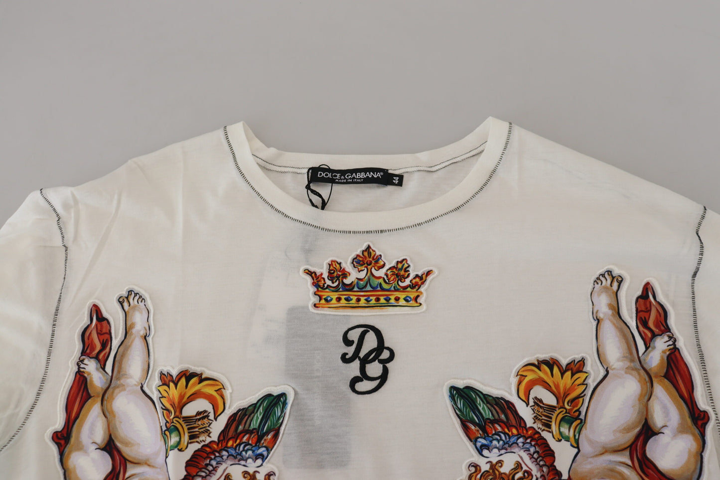 T-shirt élégant en mélange de coton et de soie blanc Dolce & Gabbana