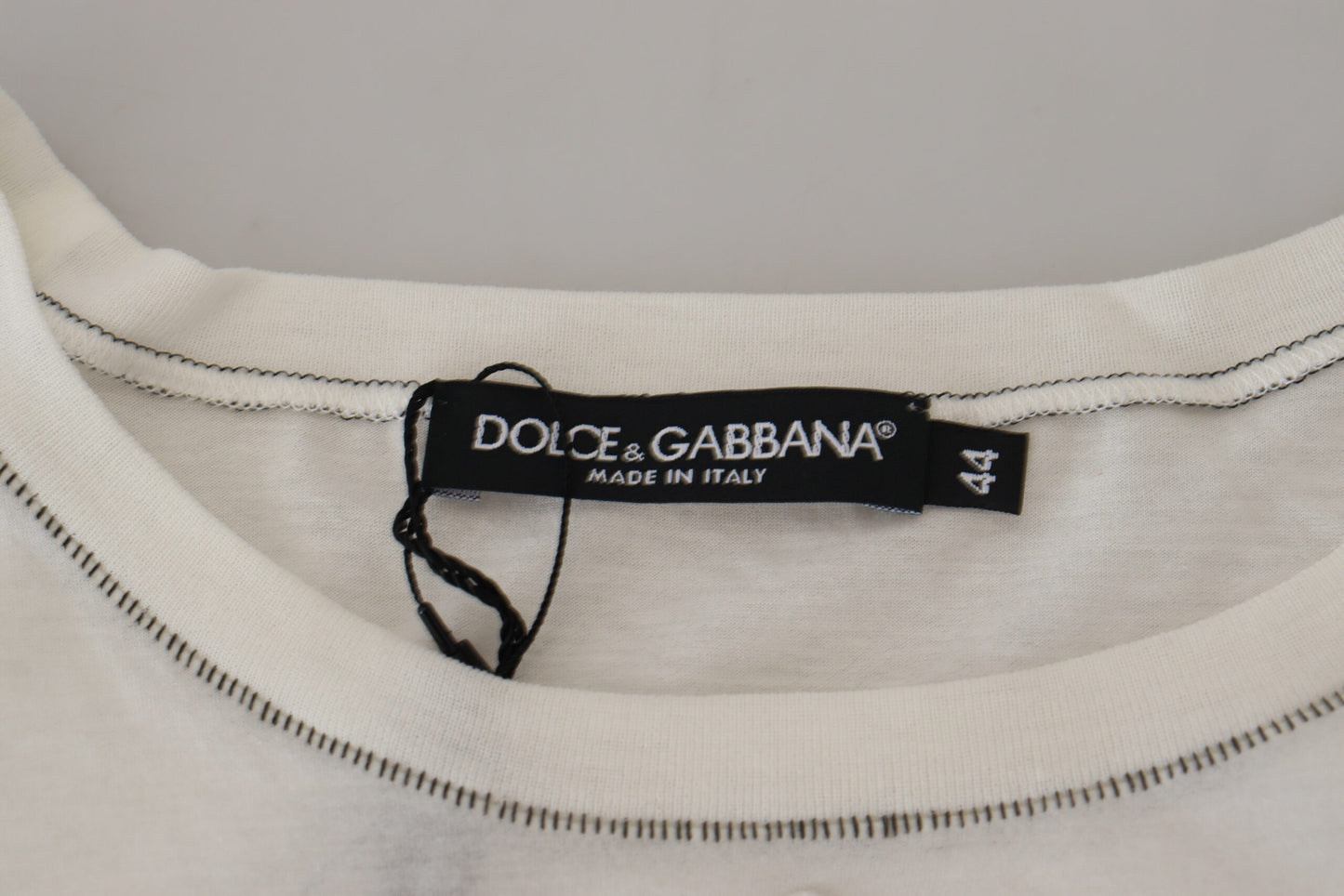 T-shirt élégant en mélange de coton et de soie blanc Dolce & Gabbana
